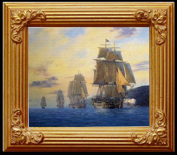 framed  unknow artist Seascape, boats, ships and warships.83, Ta035